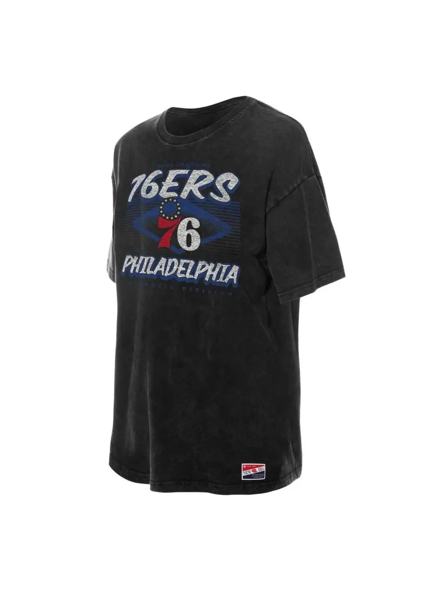 Футболка оверсайз с принтом Philadelphia 76ers Throwback Mineral Wash New Era — изображение 5 из 5, черный