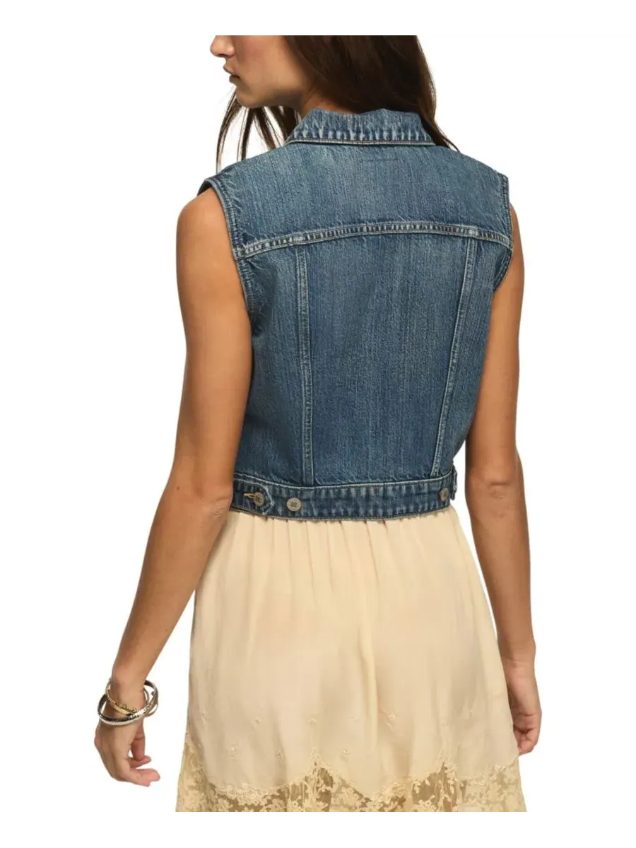 Джинсовая жилетка-трактор с воротником Lucky Brand, Valley Girl Wash — изображение 5 из 6
