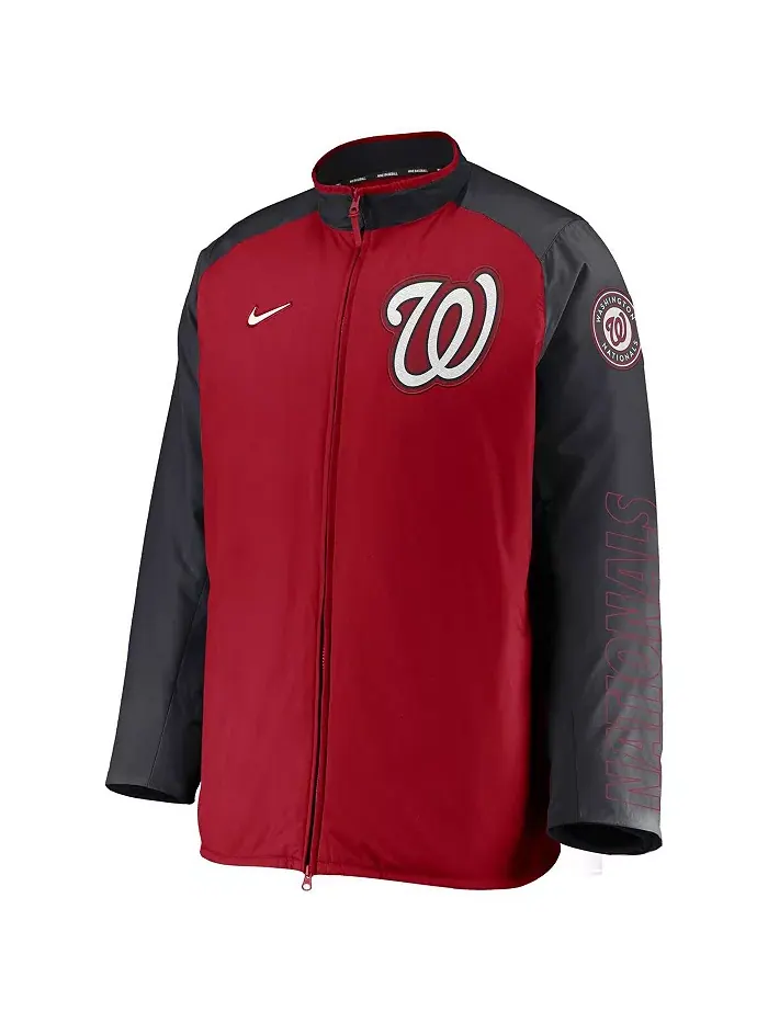Мужская красная и синяя куртка Washington Nationals Authentic Collection Dugout на молнии Nike — изображение 2 из 3