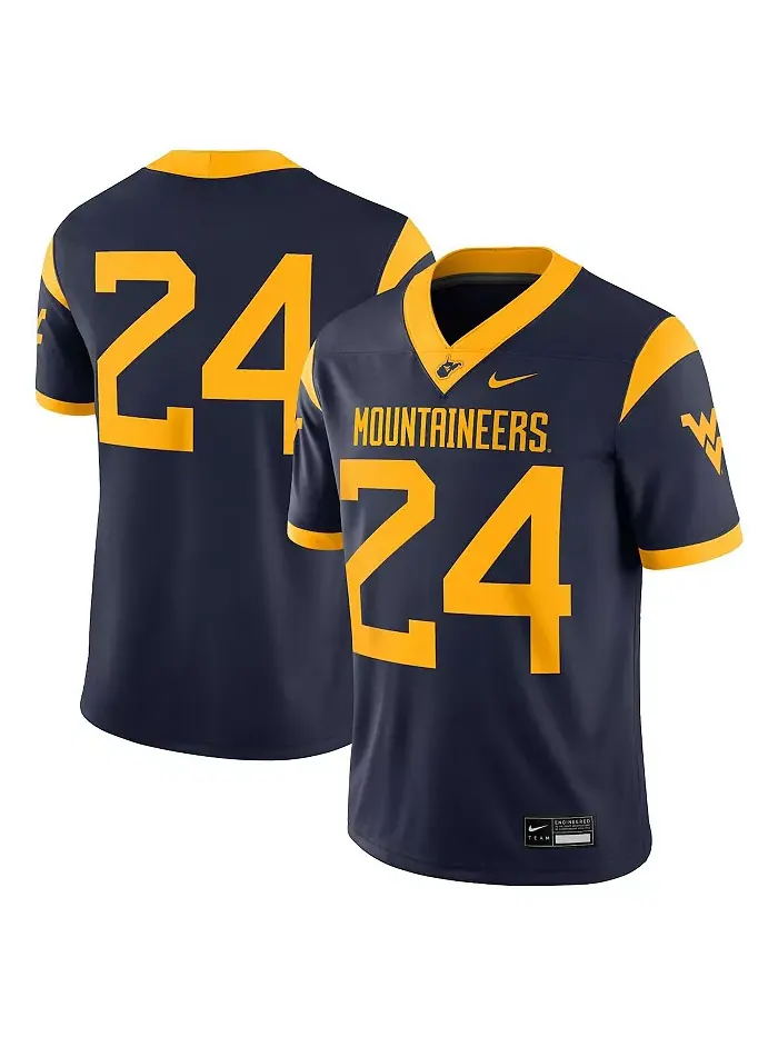 Мужская игровая футболка 24 Navy West Virginia Mountaineers Nike