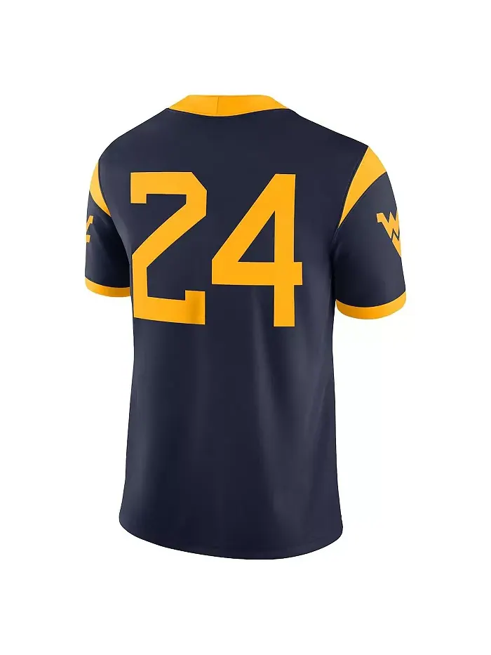 Мужская игровая футболка 24 Navy West Virginia Mountaineers Nike — изображение 2 из 3