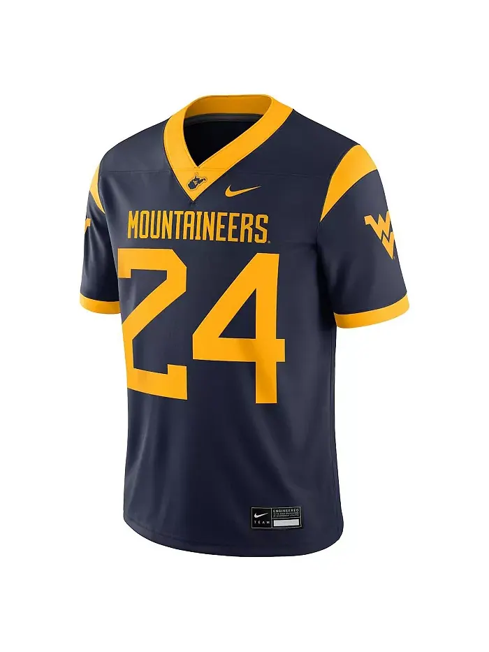 Мужская игровая футболка 24 Navy West Virginia Mountaineers Nike — изображение 3 из 3