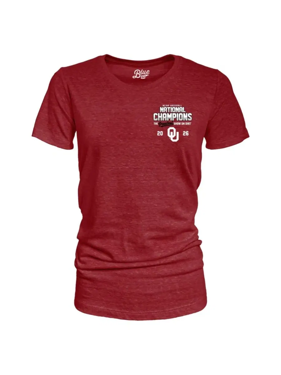 Футболка с принтом Oklahoma Sooners 2026 College World Series Champions Blue 84 — изображение 2 из 3, красный