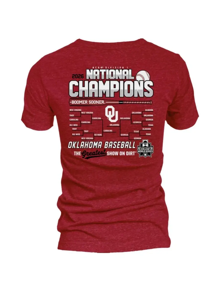 Футболка с принтом Oklahoma Sooners 2026 College World Series Champions Blue 84 — изображение 3 из 3, красный