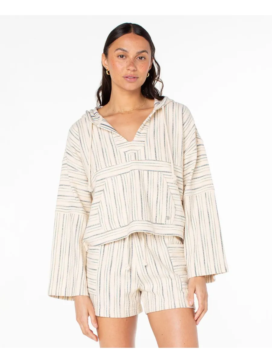 Женская блузка Rich Coast в полоску с неравномерной текстурой Roxy, Deep Lagoon Sea Crest Stripe