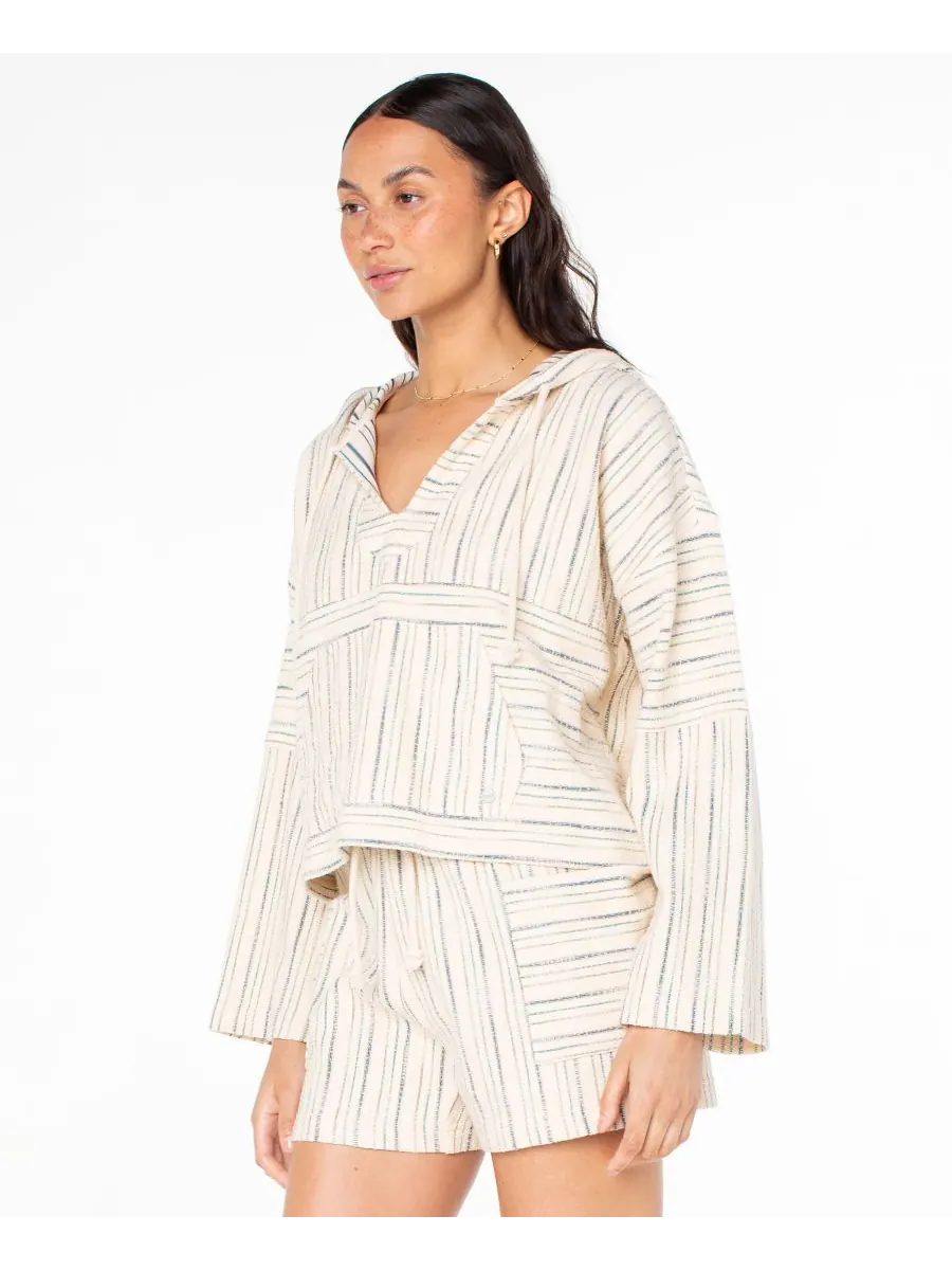 Женская блузка Rich Coast в полоску с неравномерной текстурой Roxy, Deep Lagoon Sea Crest Stripe — 2