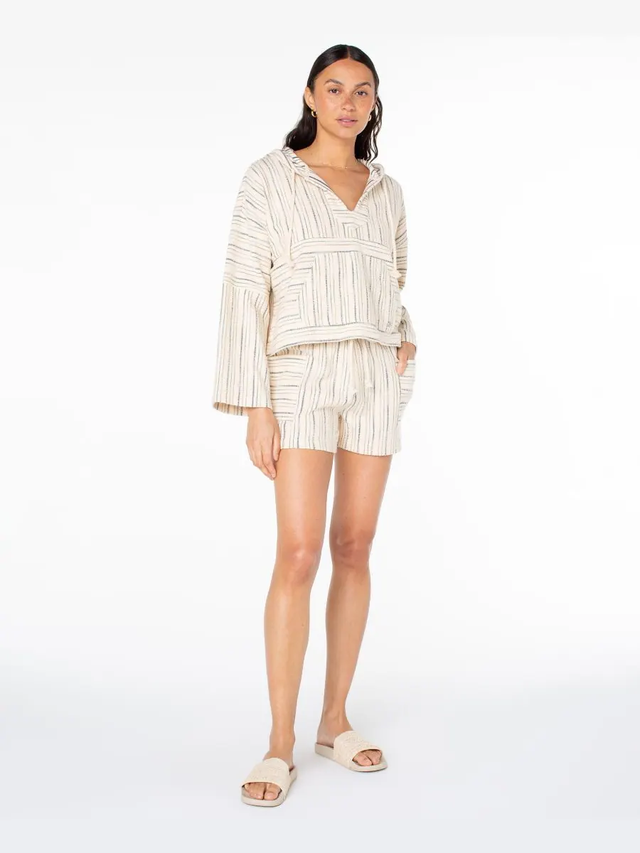 Женская блузка Rich Coast в полоску с неравномерной текстурой Roxy, Deep Lagoon Sea Crest Stripe — 4