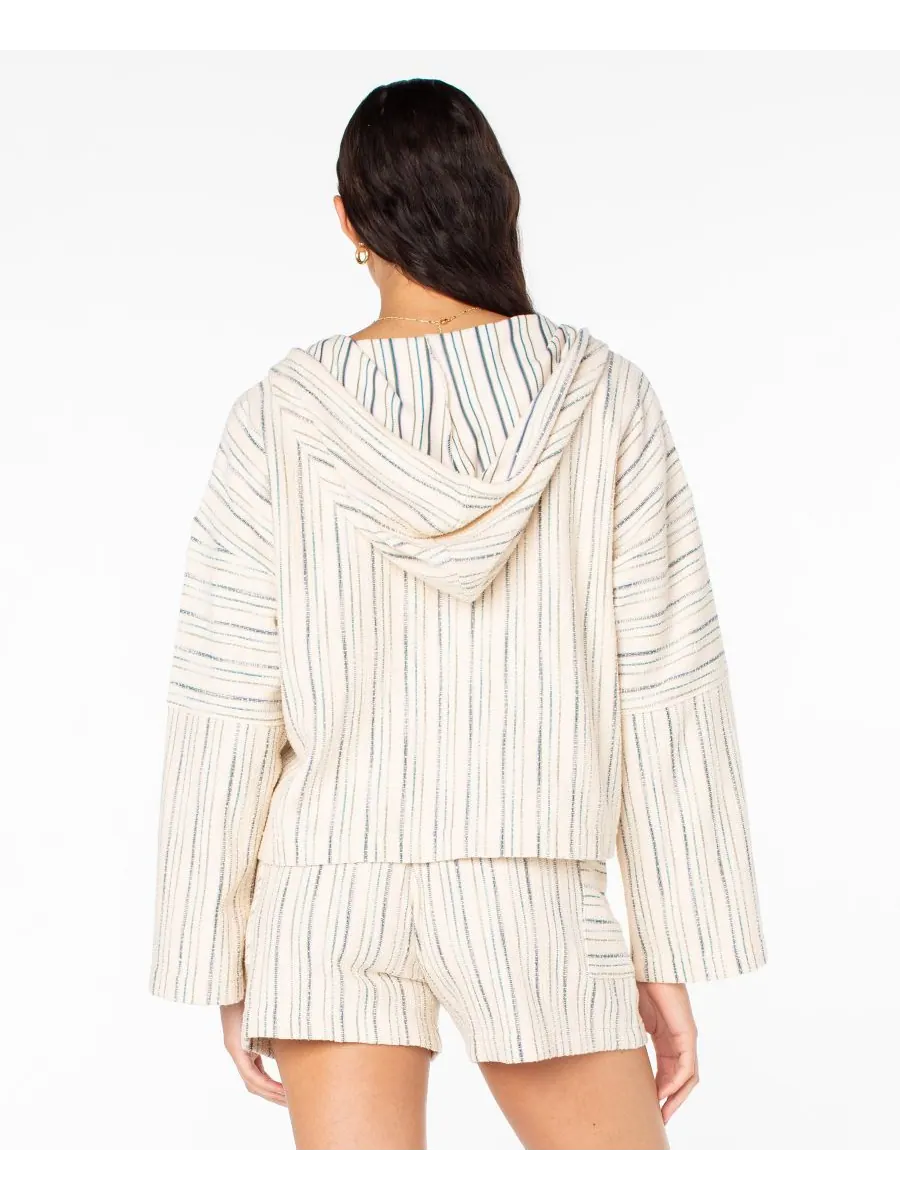 Женская блузка Rich Coast в полоску с неравномерной текстурой Roxy, Deep Lagoon Sea Crest Stripe — 5