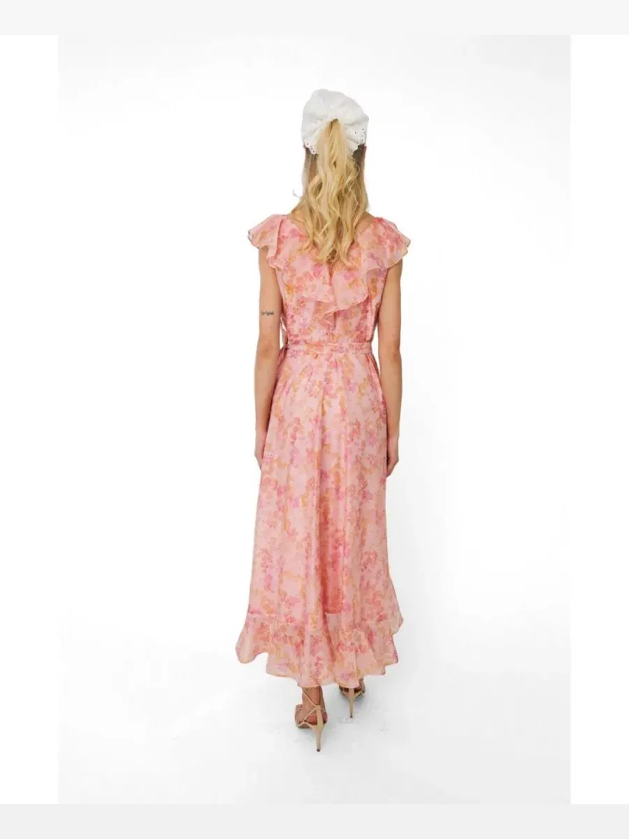Платье-миди с запахом и рюшами Landon Floral-Print Wrap Ruffle CRAS, Cloudy Flower — изображение 3 из 8