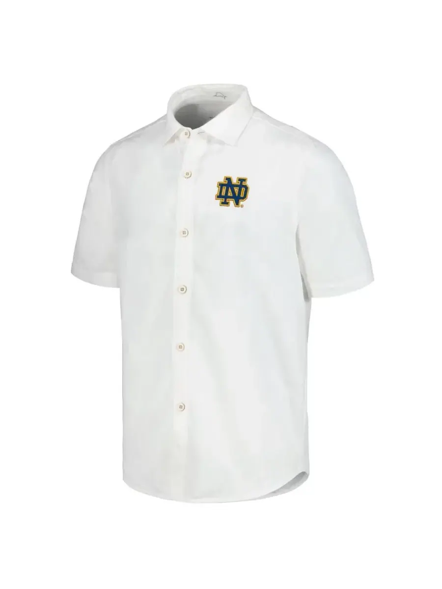Tommy Bahama Мужская белая рубашка на пуговицах с символикой Notre Dame Fighting Irish — изображение 3 из 3, белый