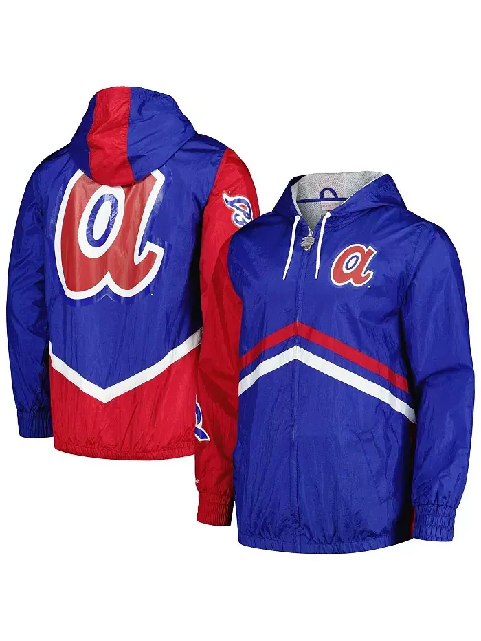 Мужская ветровка-худи с полной застежкой-молнией Royal Atlanta Braves Undeniable Mitchell & Ness
