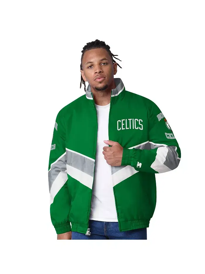 Мужская зеленая куртка Boston Celtics Captain Oxford на молнии Starter