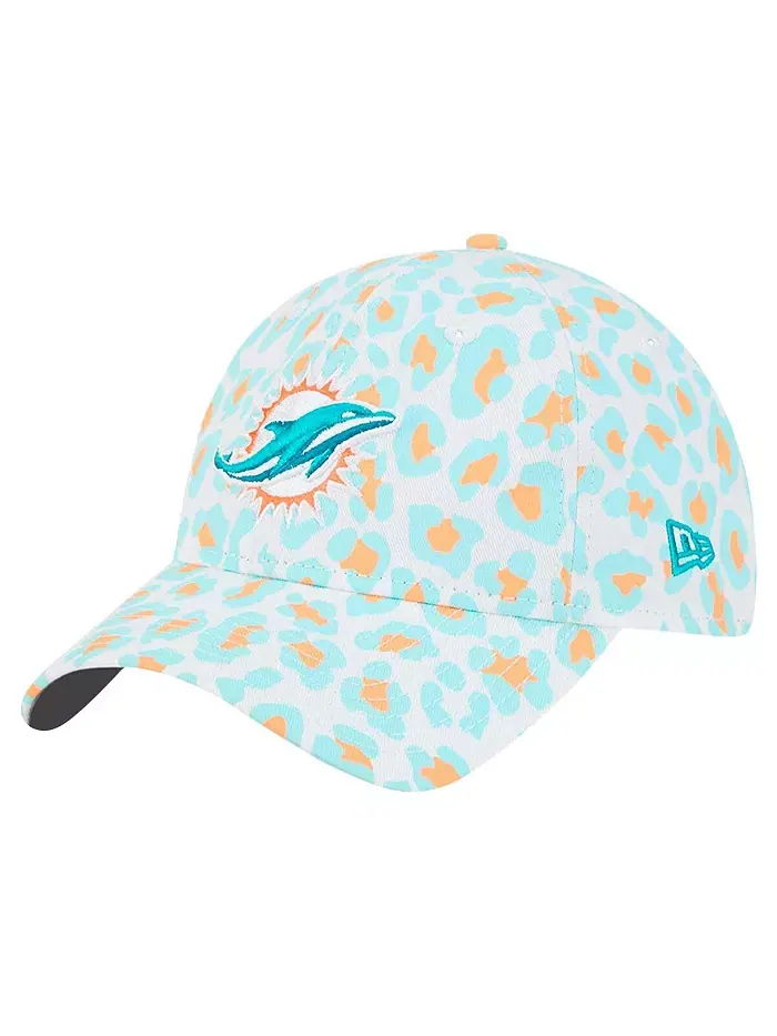 Дошкольная шапка White Miami Dolphins Active Leopard 9TWENTY с регулируемой головкой New Era
