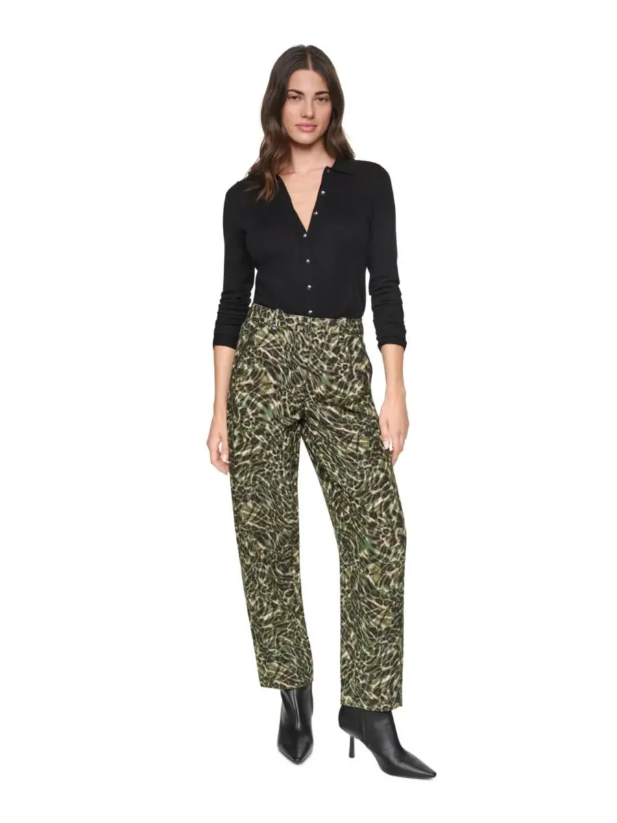 Брюки из саржи с принтом, модель Barrel-Leg DKNY, Forest Leopard — изображение 2 из 7