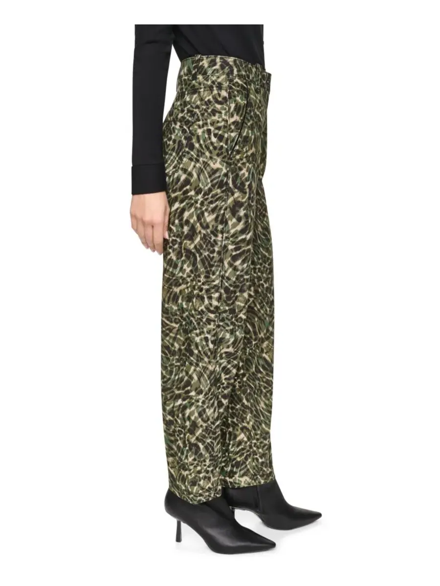 Брюки из саржи с принтом, модель Barrel-Leg DKNY, Forest Leopard — изображение 3 из 7