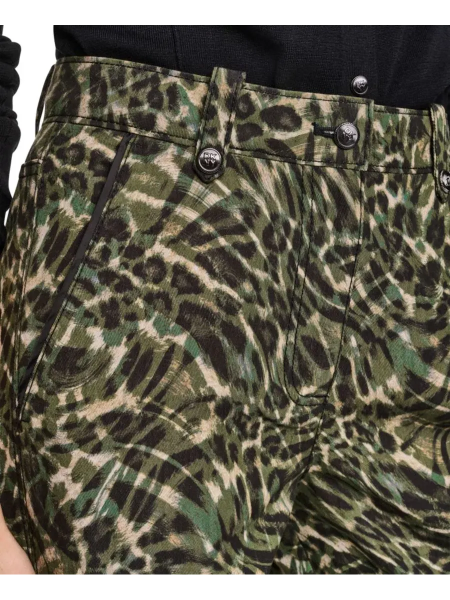 Брюки из саржи с принтом, модель Barrel-Leg DKNY, Forest Leopard — изображение 4 из 7