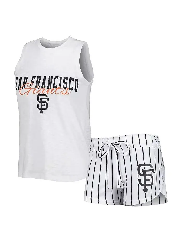 Женский белый комплект для сна с майкой и шортами в тонкую полоску San Francisco Giants Reel — изображение 1 из 4