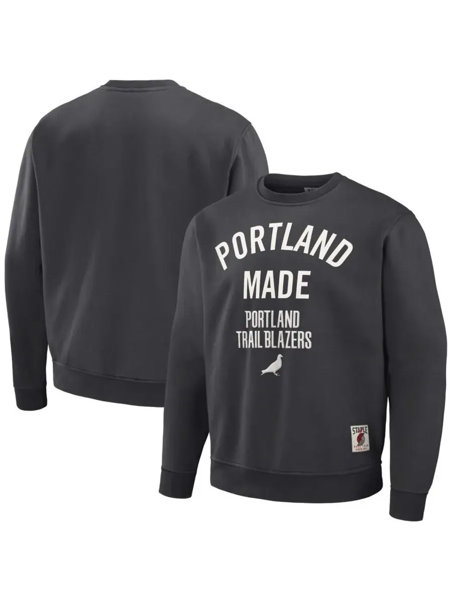 Staple Мужская плюшевая толстовка NBA x Anthracite Portland Trail Blazers — серый