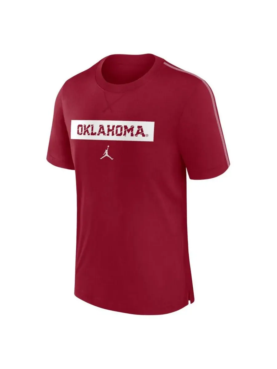 Jordan Мужская футболка Crimson Oklahoma Sooners 2024 Sideline Player Performance Tri-Blend — изображение 2 из 3, красный