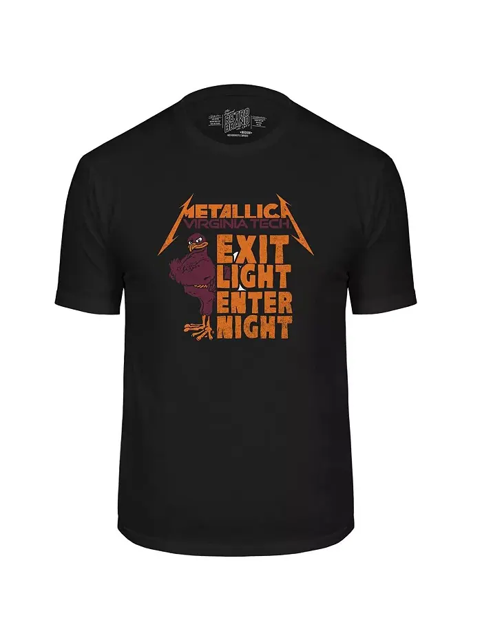Мужская черная футболка Virginia Tech Hokies Metallica Retro Original Retro Brand — изображение 2 из 3