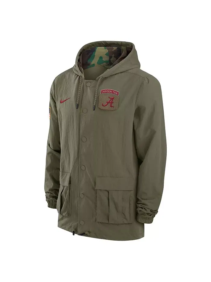 Мужская оливковая куртка Alabama Crimson Tide 2024 Military Appreciation с полной застежкой на — изображение 2 из 4