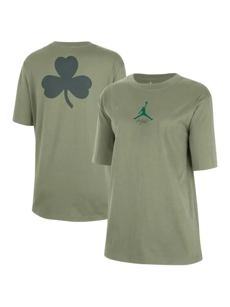 Jordan Женская зеленая футболка Boston Celtics Courtside Statement Edition Boyfriend T-Shirt
