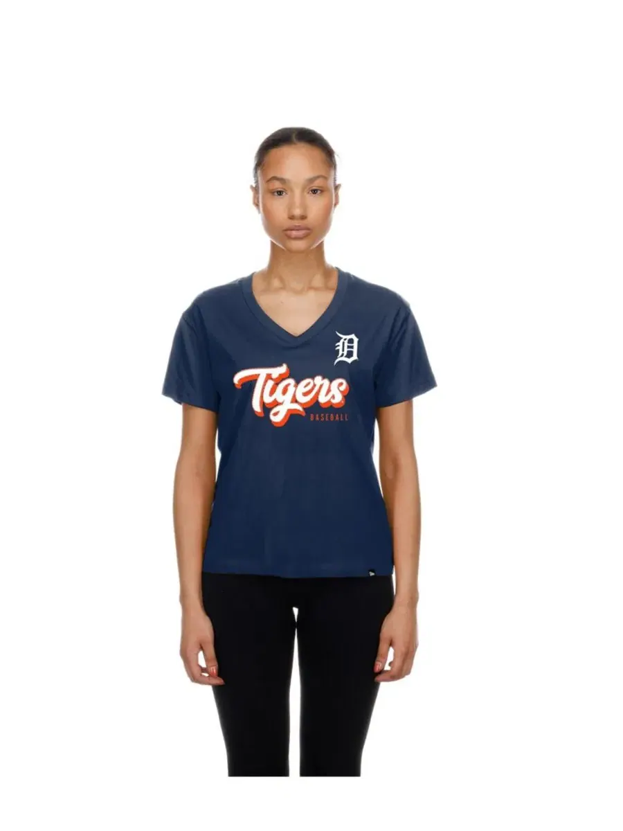 Футболка с V-образным вырезом Detroit Tigers с коротким рукавом New Era