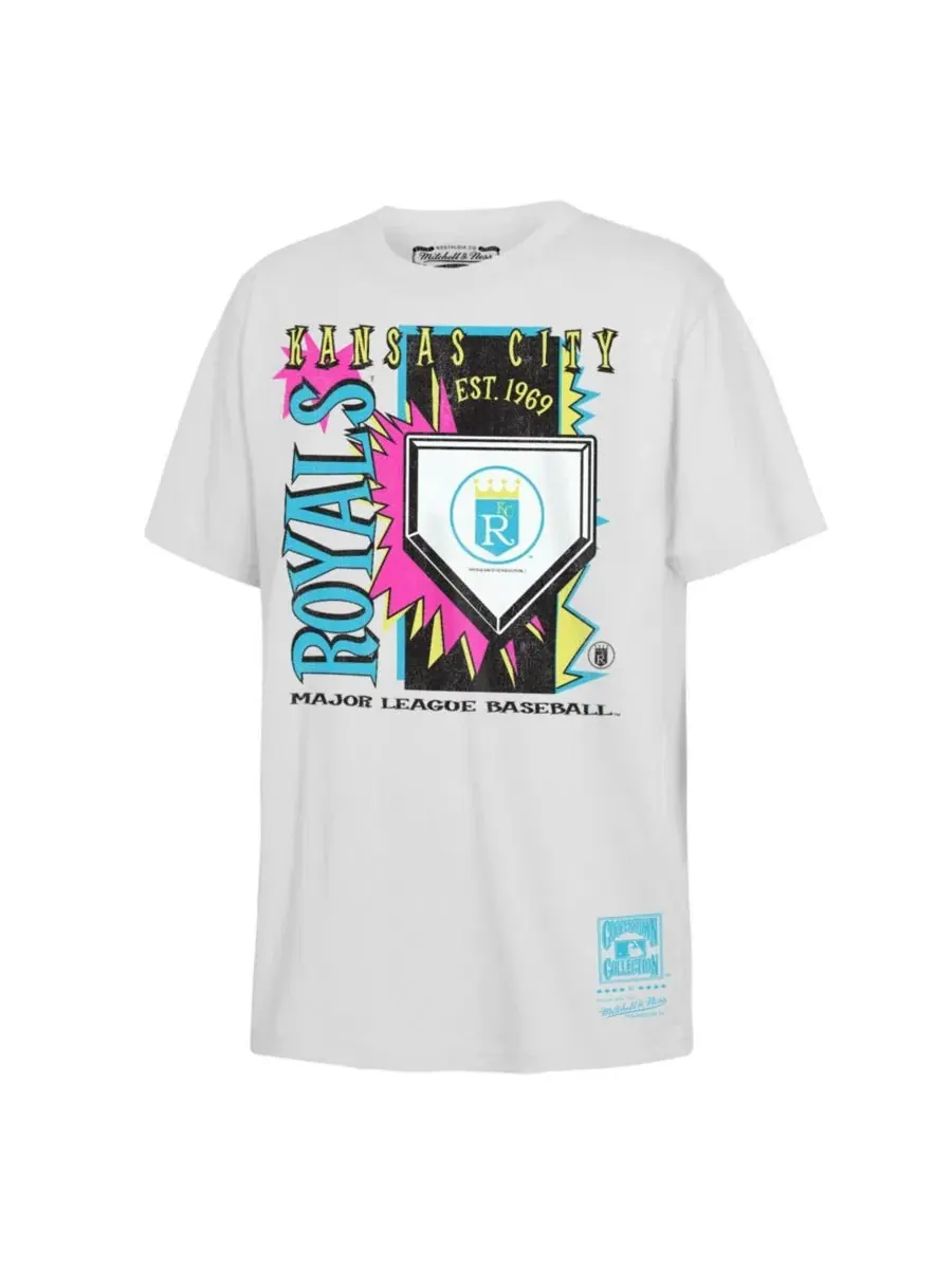Футболка с неоновым логотипом Kansas City Royals Cooperstown Neon Field Shock Mitchell & Ness