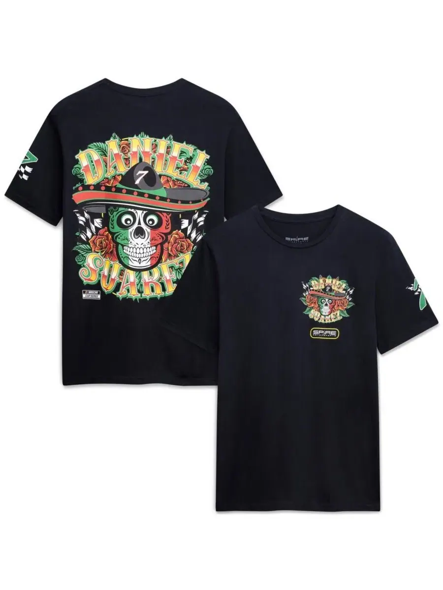 Футболка с длинным рукавом с принтом Daniel Suarez 7 Spire Motorsports Classic Ink USA — черный
