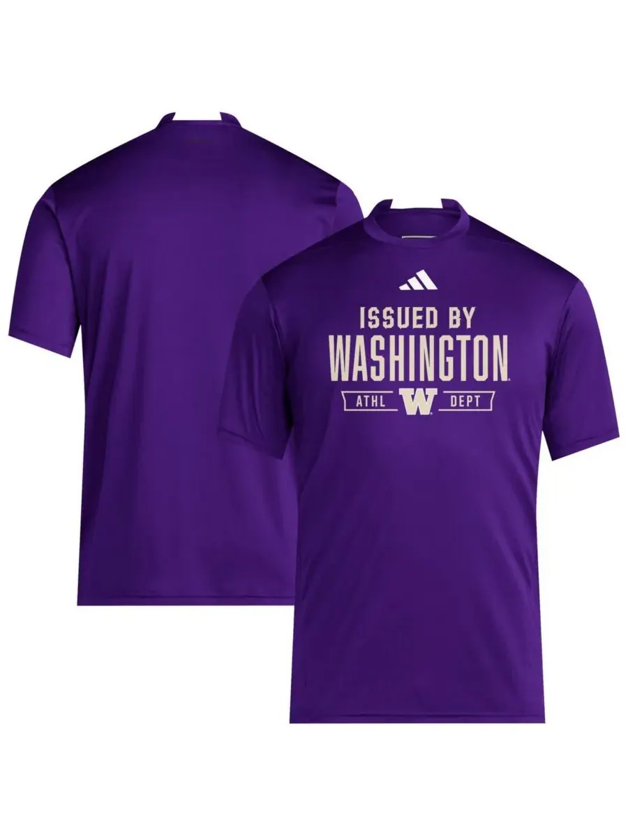 Adidas Мужская фиолетовая футболка команды Washington Huskies 2025 Training Performance Team