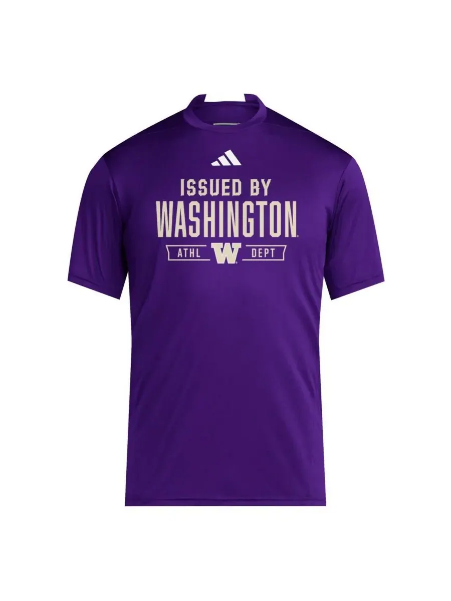 Adidas Мужская фиолетовая футболка команды Washington Huskies 2025 Training Performance Team — изображение 2 из 3, фиолетовый