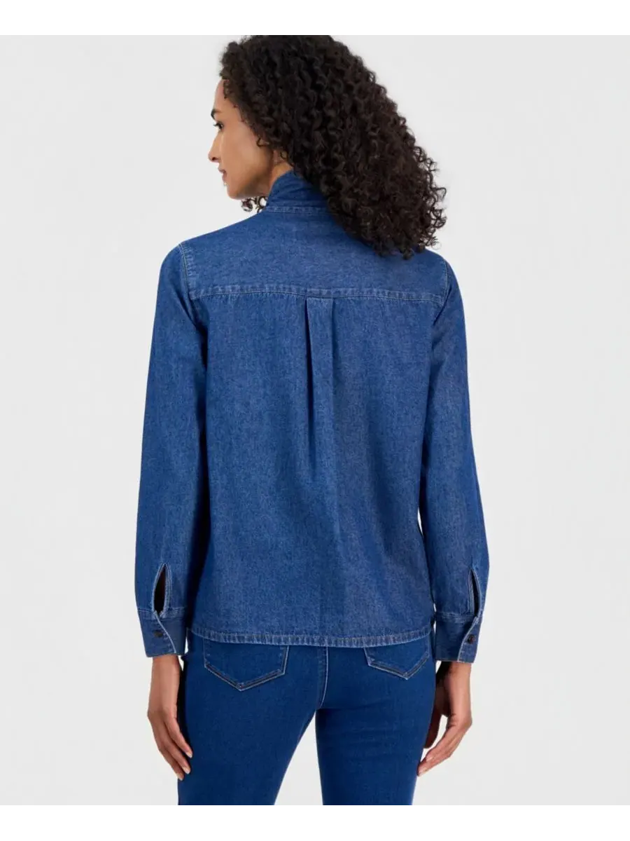 Блуза с завязками и длинным рукавом Anne Klein, Aries Wash — изображение 2 из 4