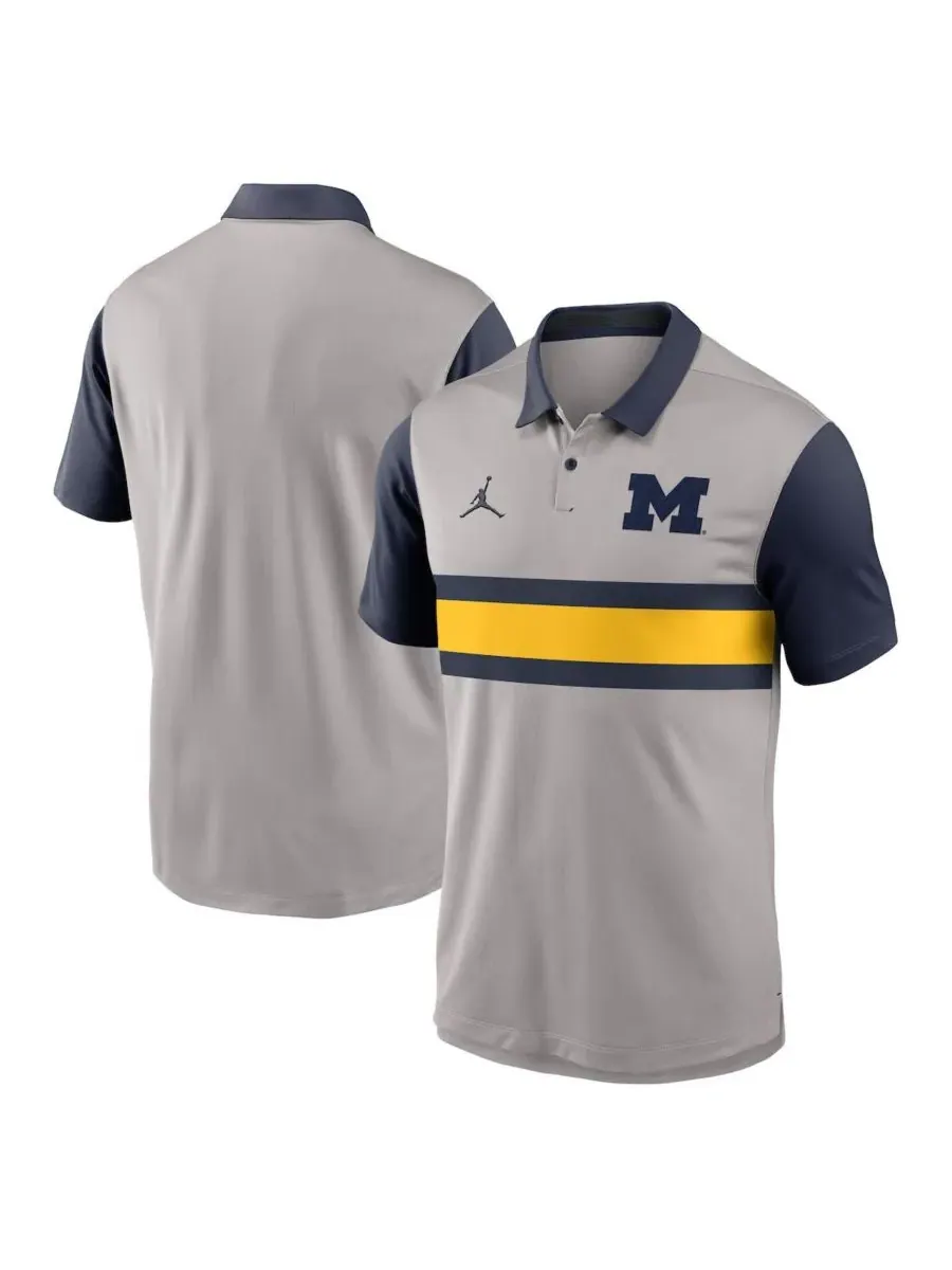 Jordan Мужская серо-синяя поло-рубашка Michigan Wolverines Vapor Performance
