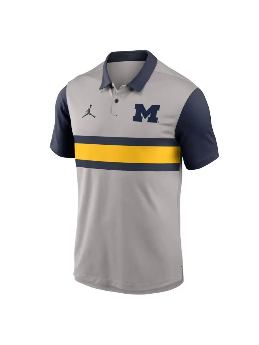 Jordan Мужская серо-синяя поло-рубашка Michigan Wolverines Vapor Performance — изображение 3 из 3, серый темно-синий