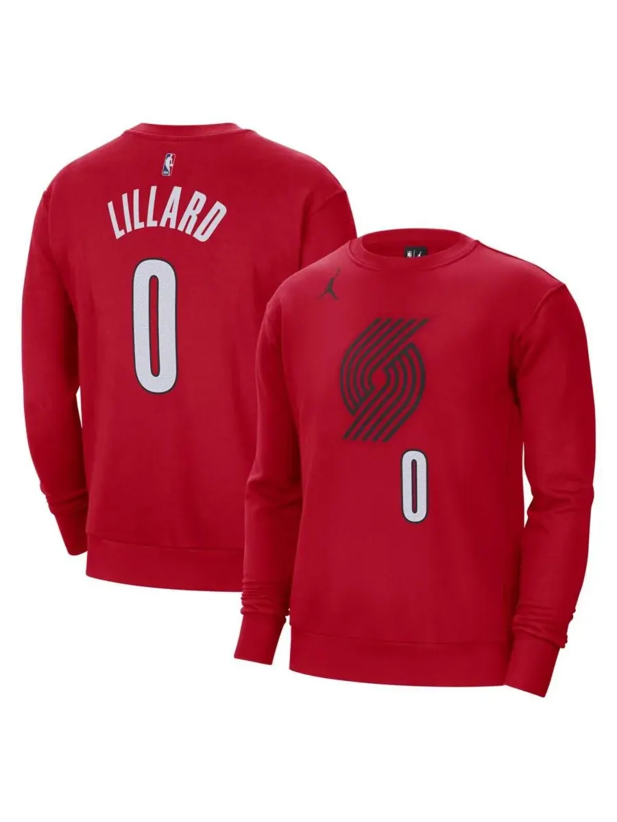 Jordan Мужская красная толстовка Damian Lillard Portland Trail Blazers с именем и номером игрока