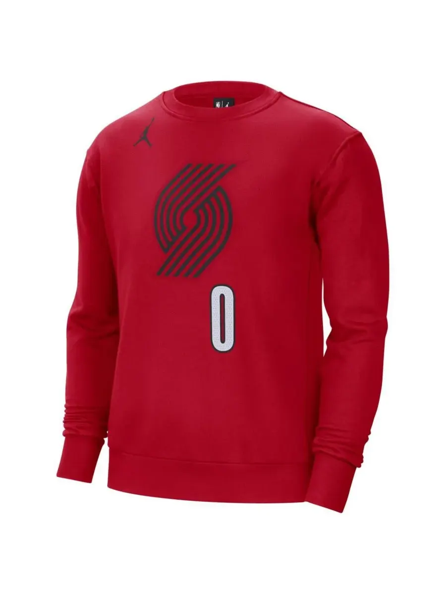 Jordan Мужская красная толстовка Damian Lillard Portland Trail Blazers с именем и номером игрока — изображение 2 из 3