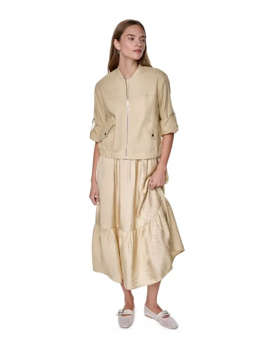 Женская льняная куртка-бомбер с откидной застежкой DKNY, Mojave Desert — изображение 5 из 6