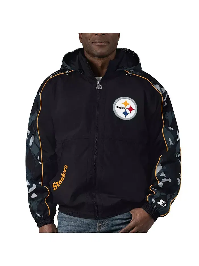 Мужская черная худи-куртка на молнии Pittsburgh Steelers Thursday Night Gridiron Starter