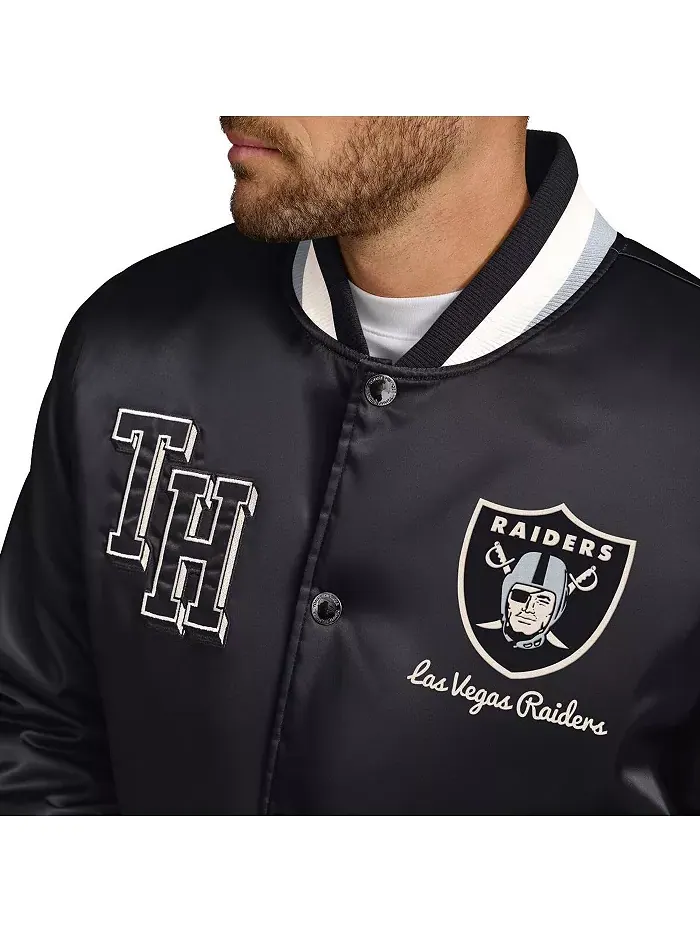 Мужская черная атласная куртка Las Vegas Raiders Dante на полной застежке-молнии Tommy Hilfiger — изображение 3 из 3