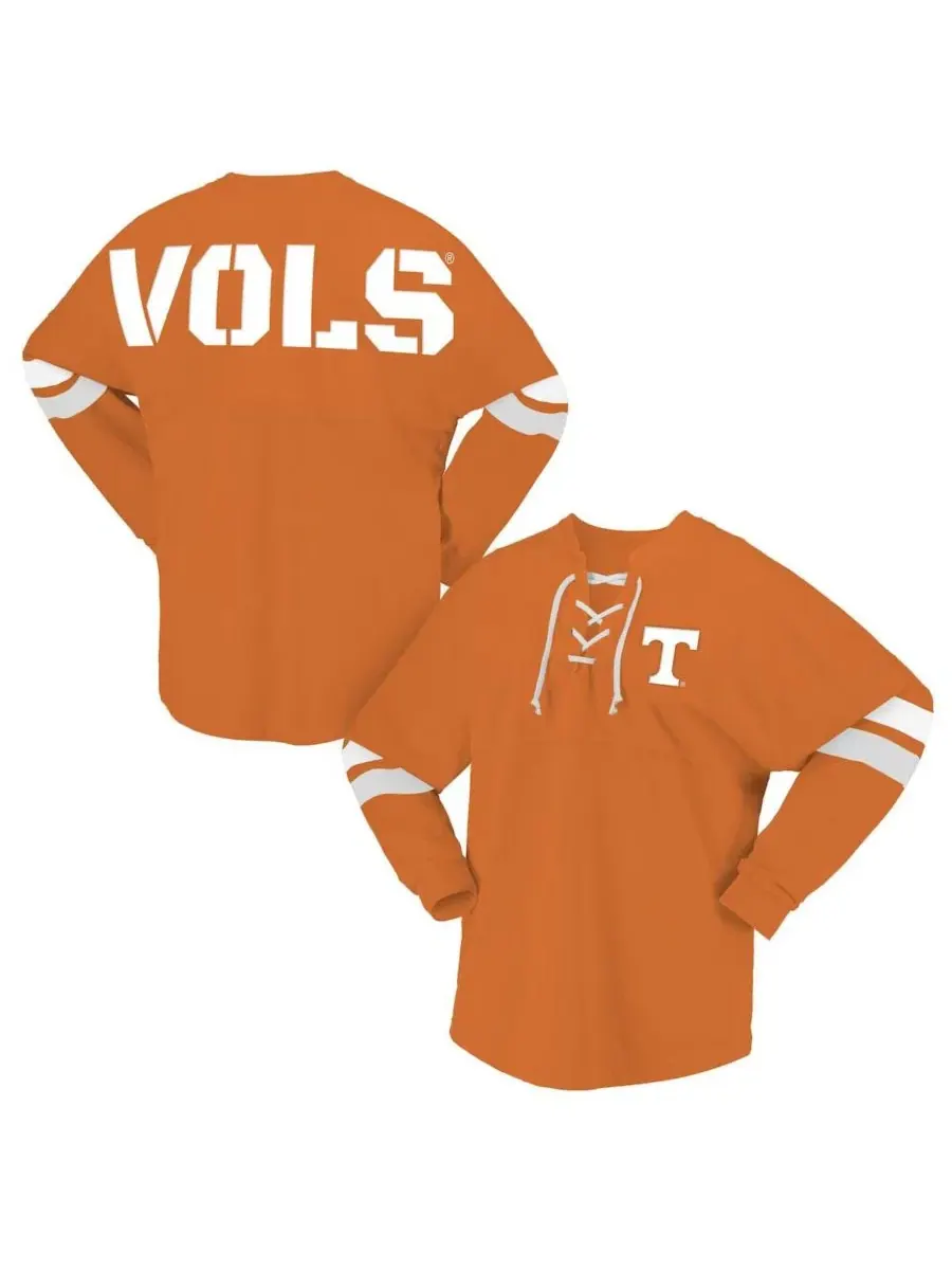 Футболка с длинным рукавом с V-образным вырезом и шнуровкой Tennessee Volunteers Lace-Up V-Neck
