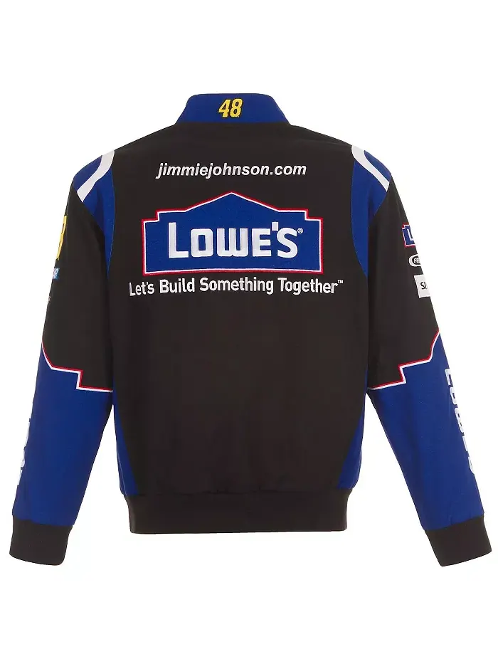 Мужская черная куртка-униформа Jimmie Johnson Lowe's с полной застежкой на кнопки, материал - твил — изображение 3 из 4