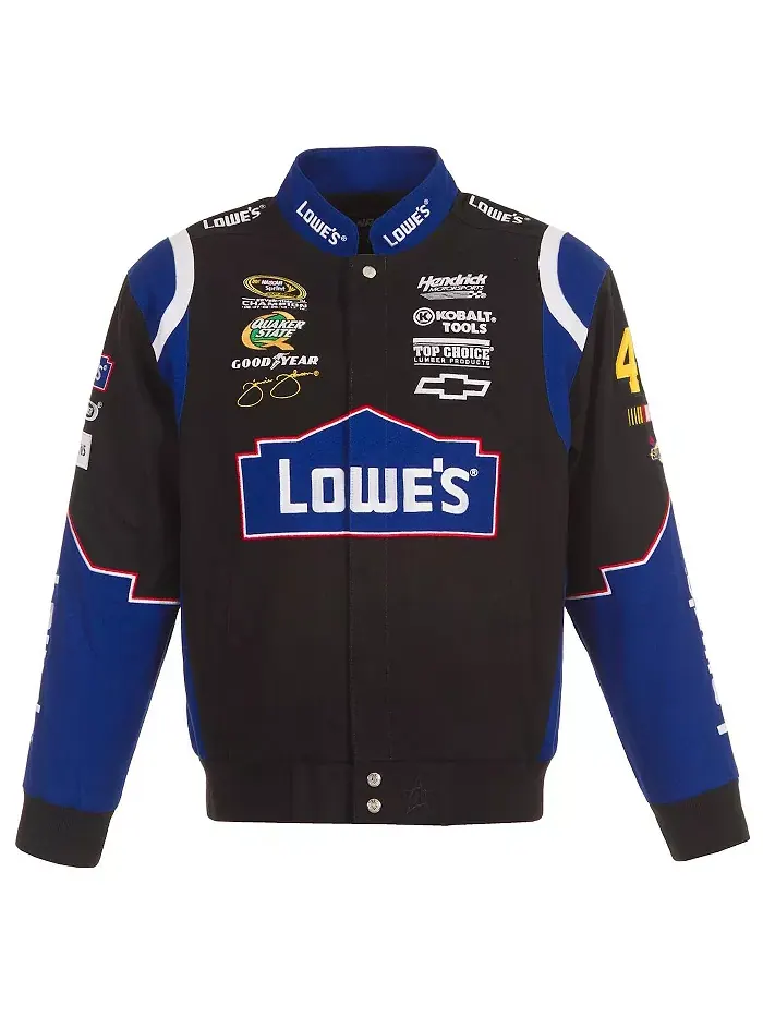 Мужская черная куртка-униформа Jimmie Johnson Lowe's с полной застежкой на кнопки, материал - твил — изображение 4 из 4