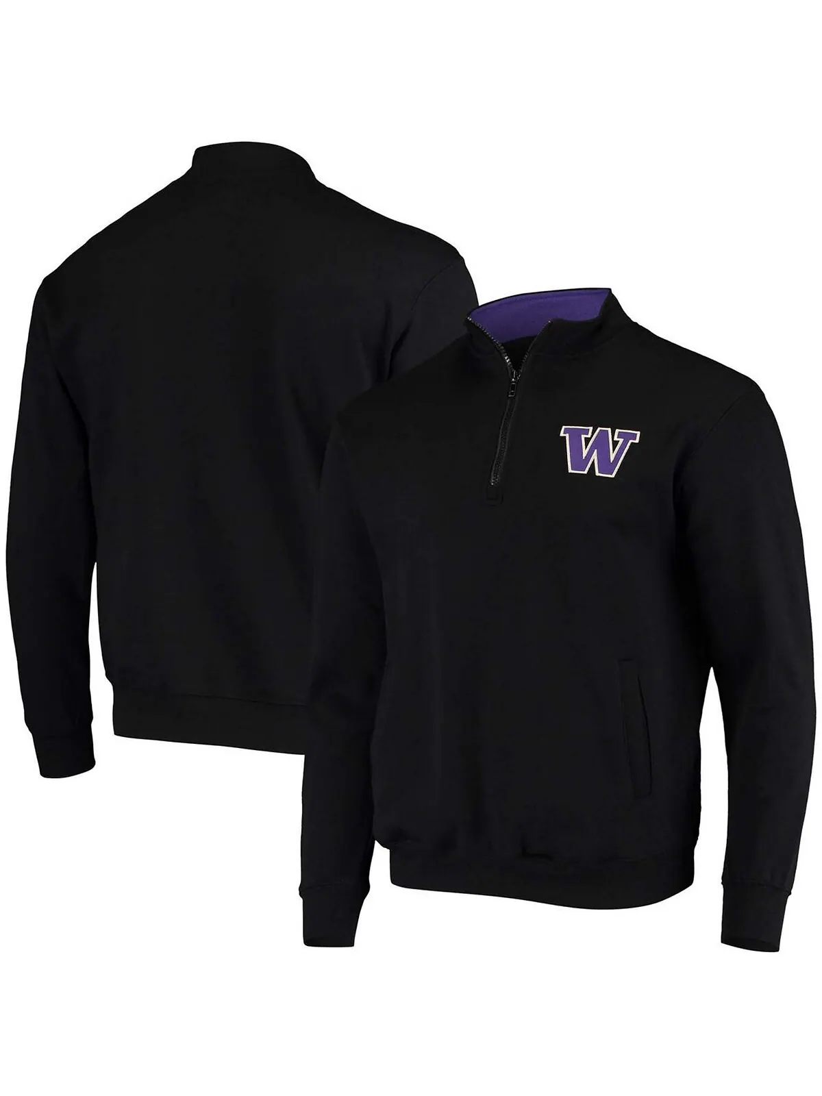 Мужская черная куртка washington huskies tortugas logo с молнией на четверть Colosseum