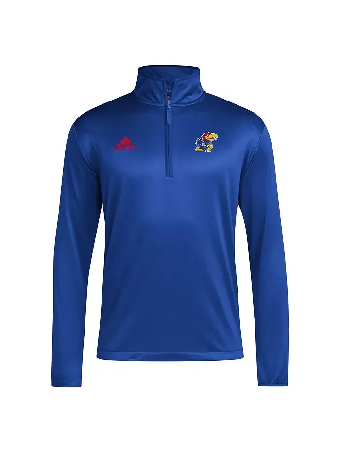 Толстовка Men's Royal Kansas Jayhawks 2024 Coaches Sideline Quarter-Zip Top adidas — изображение 3 из 3