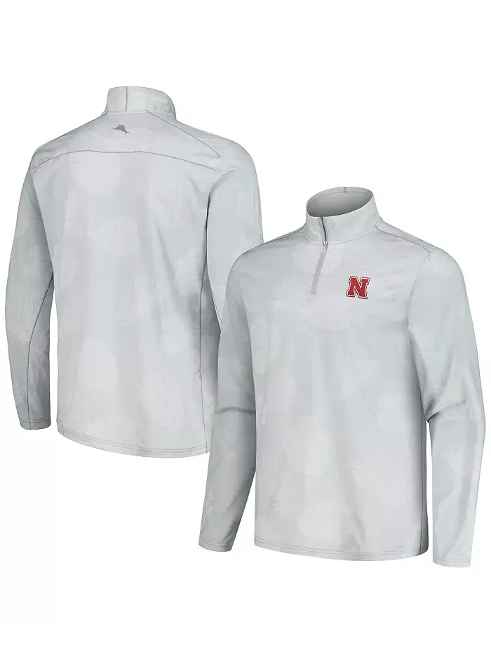 Мужская серая полузастегивающаяся куртка Nebraska Huskers Delray Frond IslandZone Tommy Bahama