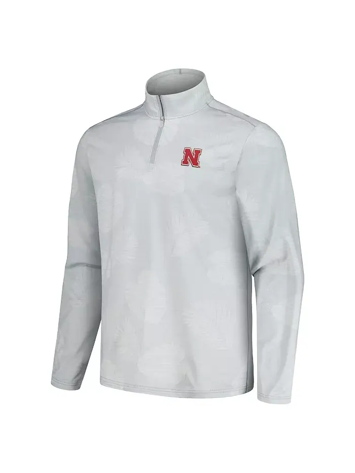 Мужская серая полузастегивающаяся куртка Nebraska Huskers Delray Frond IslandZone Tommy Bahama — изображение 2 из 3