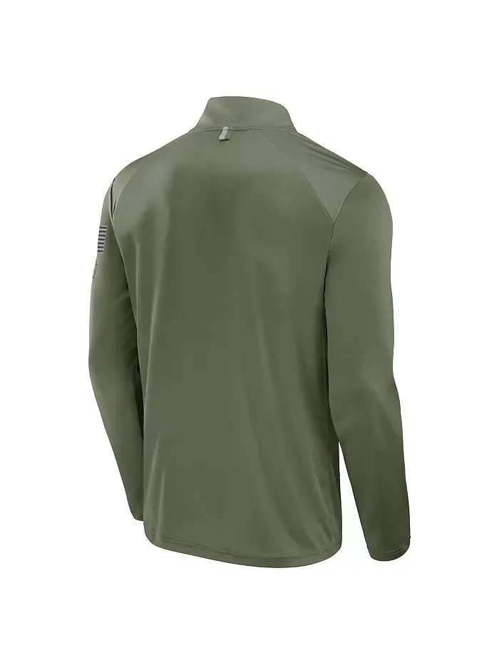 Мужская куртка Olive Wisconsin Badgers OHT Military Appreciation Defender Quarter-Zip Fanatics — изображение 3 из 4