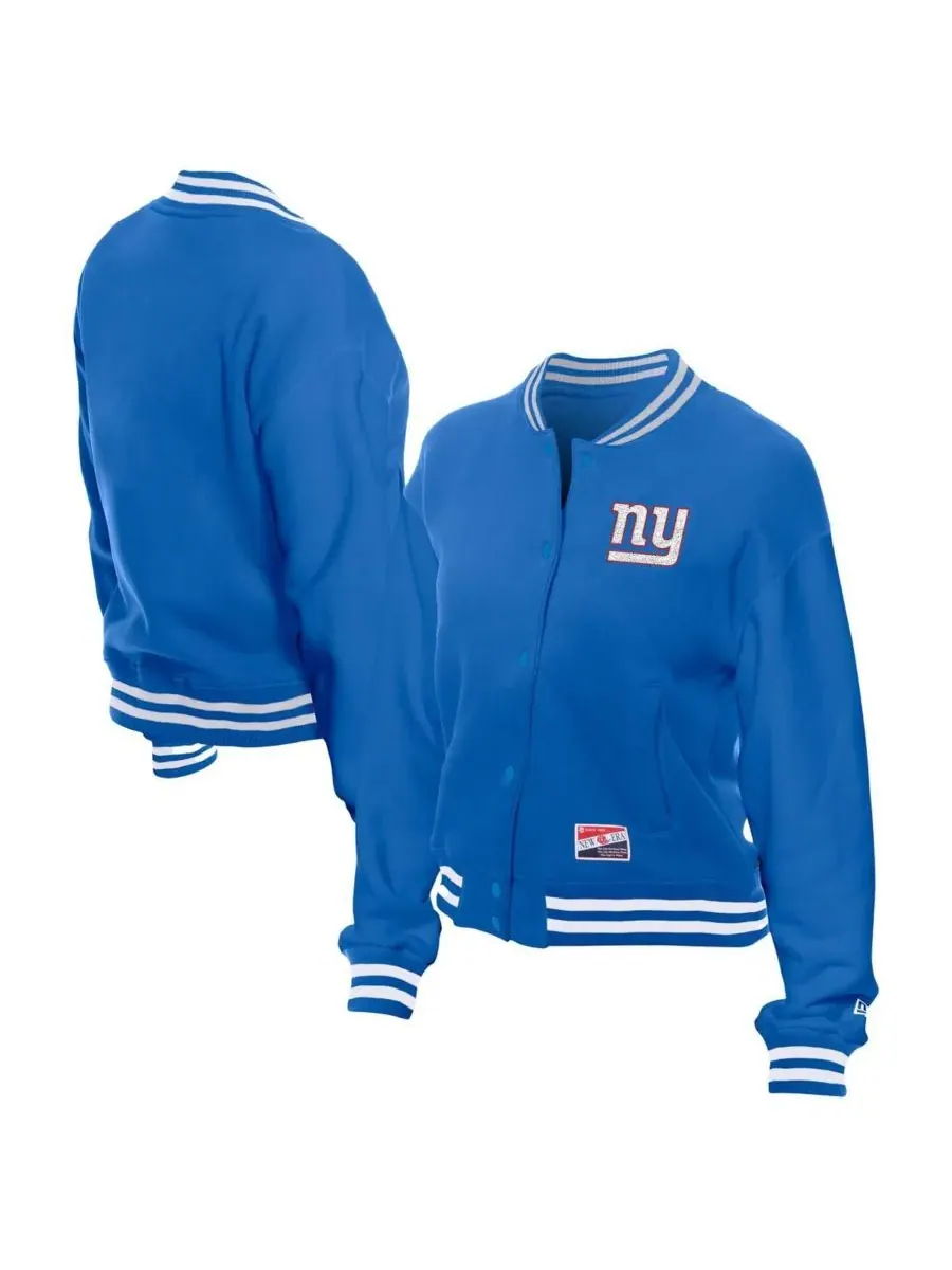 Женская флисовая куртка Royal New York Giants в стиле ретро с застежкой на кнопках New Era