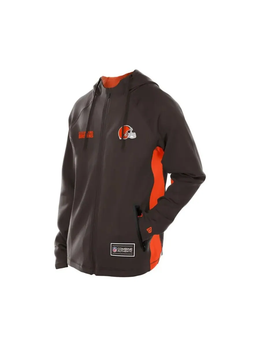 New Era Мужская коричневая толстовка на молнии Cleveland Browns Combine Authentic Raglan Scuba — изображение 3 из 3