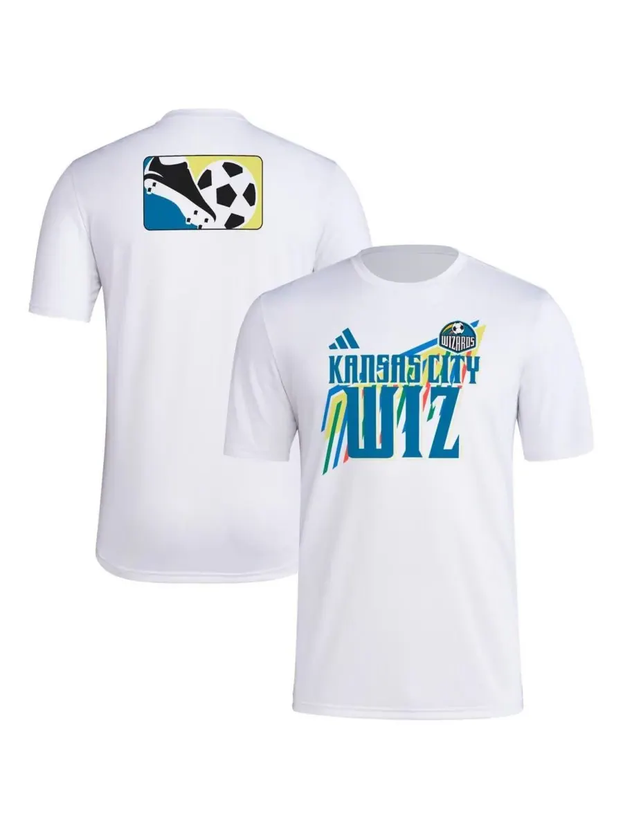 Adidas Мужская белая футболка Sporting Kansas City 2024 с креплением для крючка, предматчевая